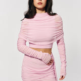 Top with draped shoulders in Lavender pink