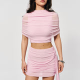 Top with draped shoulders in Lavender pink