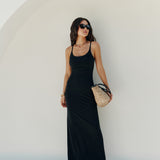 Maxi dress with straps in Black