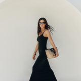 Maxi dress with straps in Black
