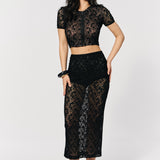 Lace midi skirt in Black