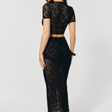 Lace midi skirt in Black