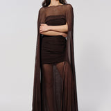 Semi-sheer cape in Chocolate
