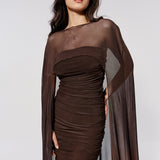 Semi-sheer cape in Chocolate