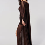 Semi-sheer cape in Chocolate