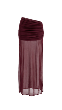 Maxi skirt with ruched upper part in Burgundy, photo 1