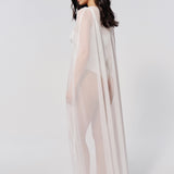Semi-sheer cape in Milk