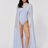 Semi-sheer cape in Light blue