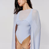 Semi-sheer cape in Light blue