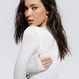 Rhinestone bodysuit in Milk