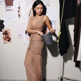 Mesh maxi skirt in Cream