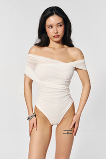 Asymmetrical bodysuit in Milk, photo 1
