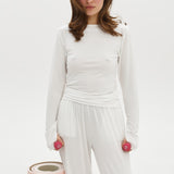 Longsleeve with a boat neckline in Milk