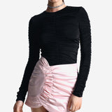 Mini skirt with draping in Pink