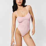 Strappy open-back bodysuit in Lavender pink
