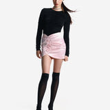 Mini skirt with draping in Pink