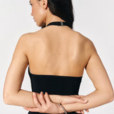 Bodysuit featuring a semi-sheer mesh detail in Black