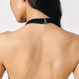 Bodysuit featuring a semi-sheer mesh detail in Black