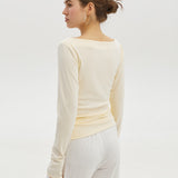 Longsleeve with a boat neckline in Butter Yellow