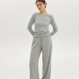 Longsleeve with a boat neckline in Grey