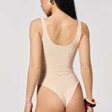 Bodysuit with a rounded neckline in Cream
