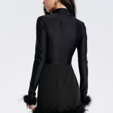 Mini skirt with feathers in Black