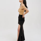 Raw-edge skirt in Chocolate