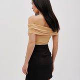 Top with a knot and off-shoulder design in Butter Yellow