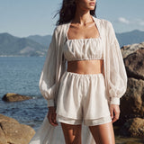 Tencel ruched top in Milk