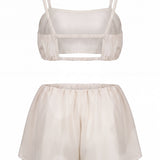 Шорти подвійні із тенселу молочний