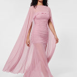 Mesh slit dress in Lavender pink