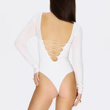 Bodysuit with a sweetheart neckline in Milk