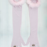 Рукавиці з пір`ям пудровий