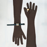 Elastic mesh gloves in Chocolate