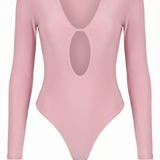 Oval neckline bodysuit in Powder pink