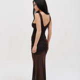Mesh maxi skirt in Chocolate