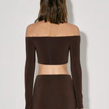 Cropped top with a gathering in Chocolate