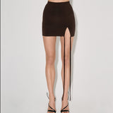 Skort with a slit in Chocolate
