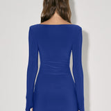Dress with a V-neckline in Dark Blue