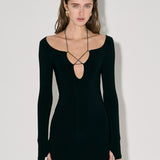 Dress with a V-neckline in Black