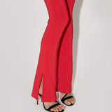 Trousers with a front pleat in Red