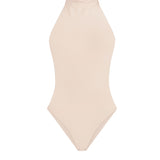 Halter bodysuit with an open back in Cream