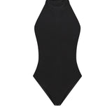 Halter bodysuit with an open back in Black