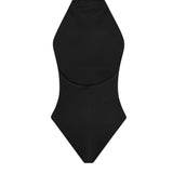 Halter bodysuit with an open back in Black