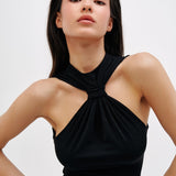 Bodysuit with a decorative knot at the neck in Black