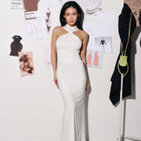 Bodysuit with a decorative knot at the neck in Milk