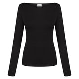 Longsleeve with a boat neckline in Black
