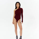 One-shoulder bodysuit in Burgundy