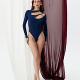 Боді з вирізами "крапля" синій